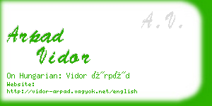 arpad vidor business card